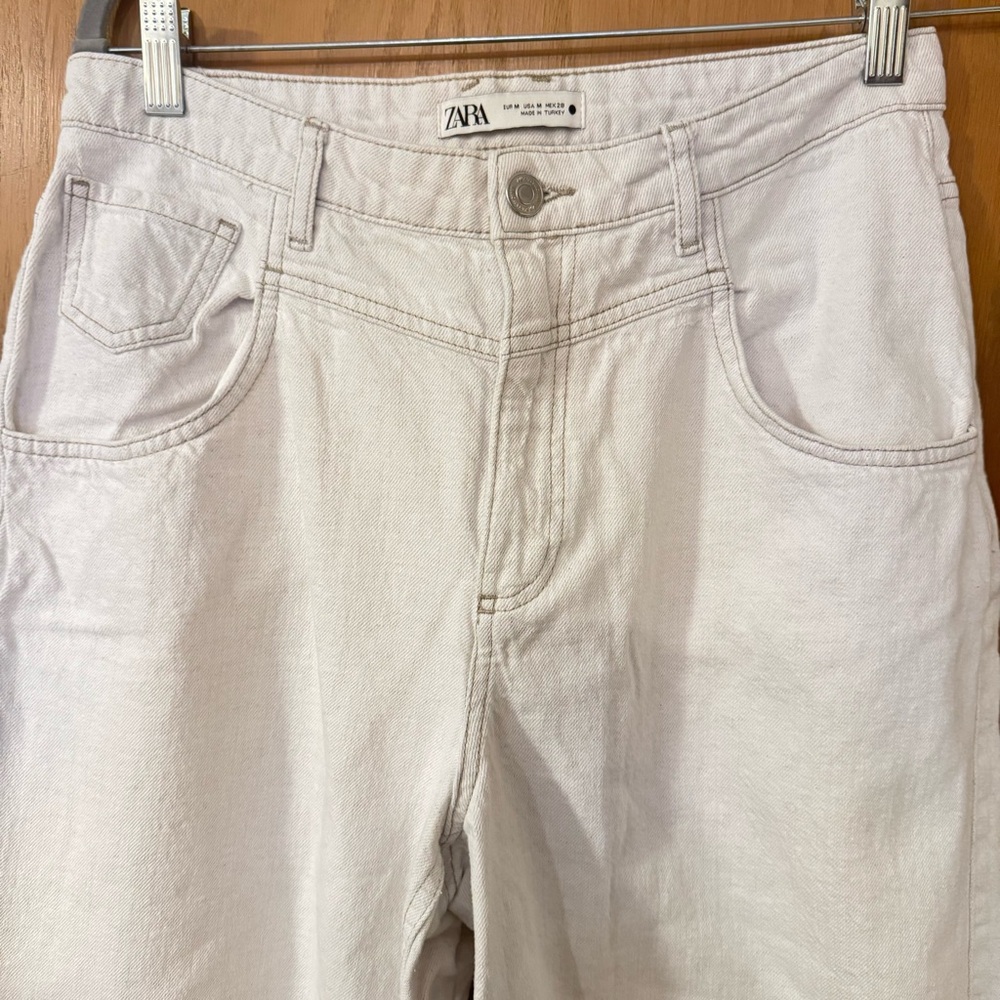 Zara ecru Wide-Leg Jeans size M - Picture 3 of 5